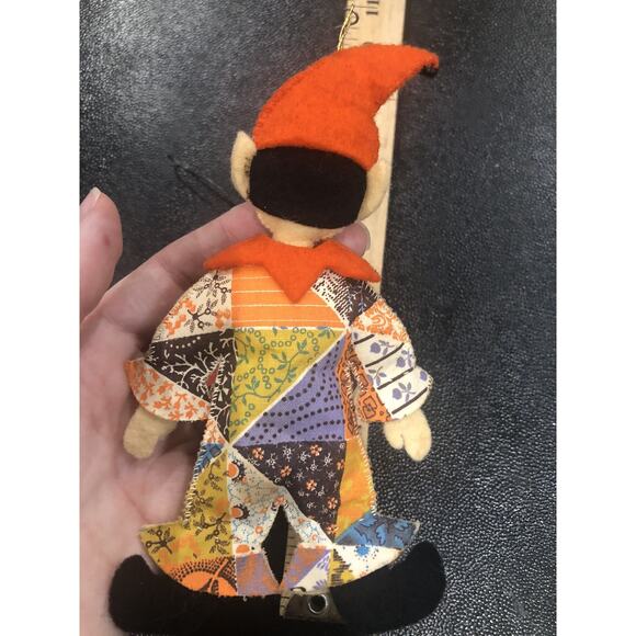 Vintage Handmade Christmas Ornaments Patchwork Elf And Child - Picture 6 of 6